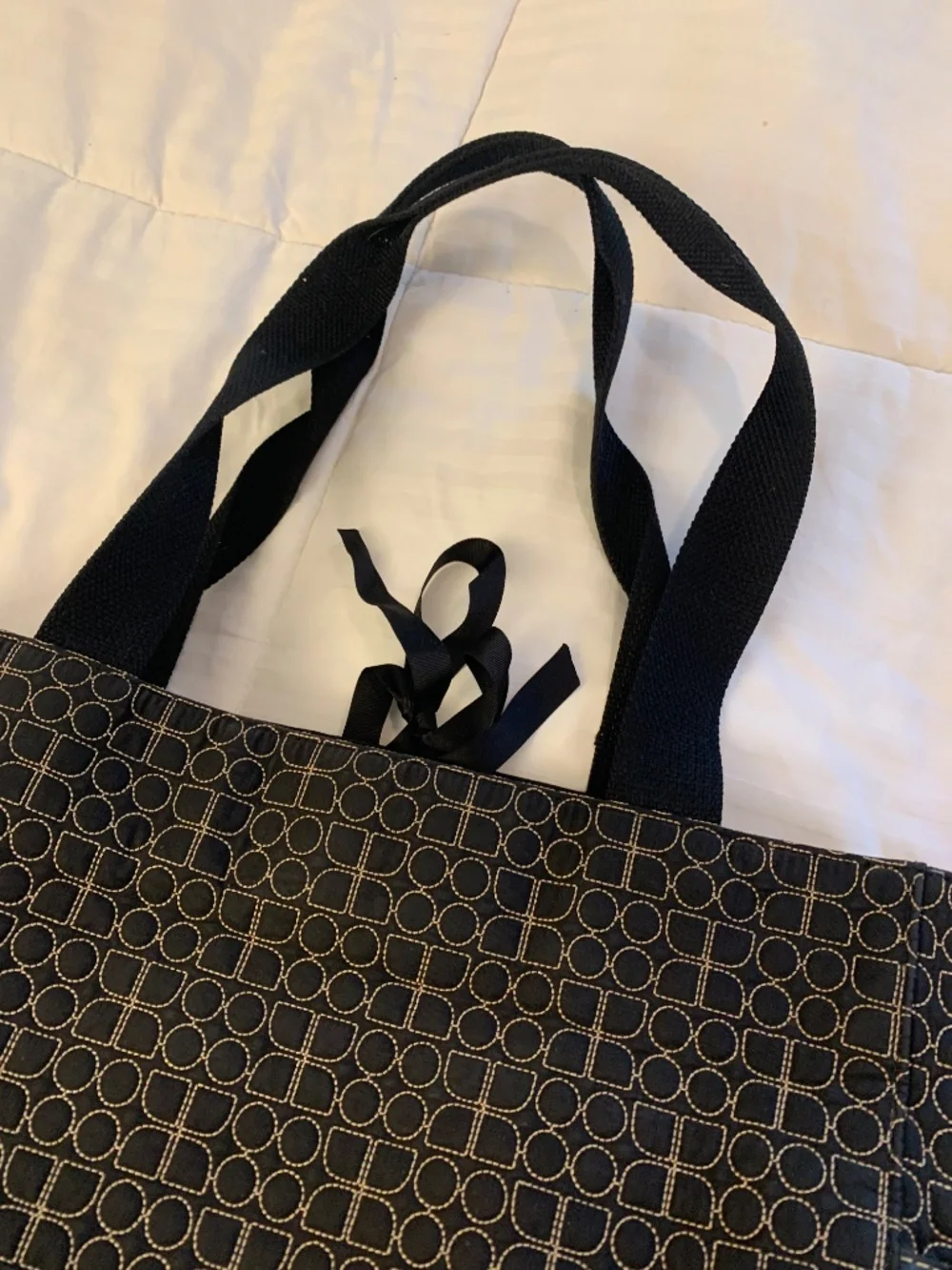 Kate Spade black quilted tote bag